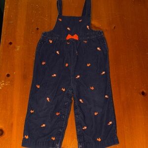 Vintage Gymboree Overalls Baby Girl 18-24 M Navy Embroidered Fish Corduroy 2004